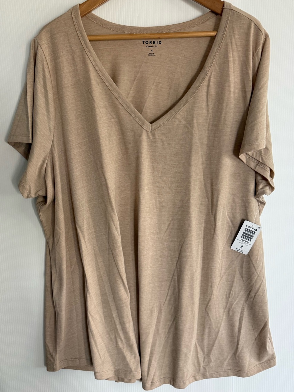 TORRID Taupe V-Neck Short Sleeve Tee